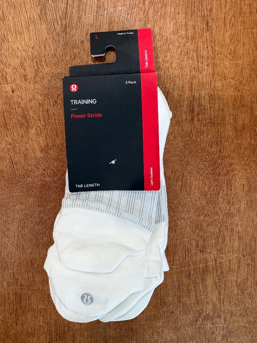 Lululemon Men’s power Stride tab socks 3 pack white XL